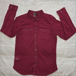 Eddie Bauer Womens Rich Burgundy Button-Up Shirt - Size Medium